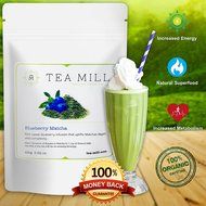 Tea-Mill Matcha Organic Japanese Green Tea Powder (100% USDA and JAS Certified), Blueberry