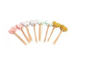 Mandydov 40pcs Bowknot Cupcake Picks Party Cupcake Toppers