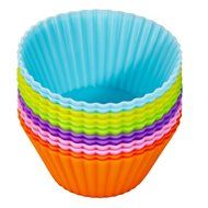 VOVOV Premium Silicone Baking Cups - 12 Reusable Cupcake Liners / Muffin Cups in 6 Beautiful Colors