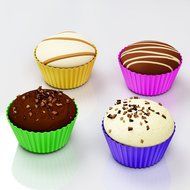 VOVOV Premium Silicone Baking Cups - 12 Reusable Cupcake Liners / Muffin Cups in 6 Beautiful Colors N4
