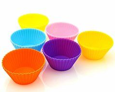 VOVOV Premium Silicone Baking Cups - 12 Reusable Cupcake Liners / Muffin Cups in 6 Beautiful Colors N6