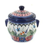 Polish Pottery Floral Butterfly Small Canister