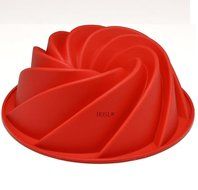 HOSL Red Large Spiral shape Bundt Cake Pan Bread Chocolate Bakeware Silicone Mold
