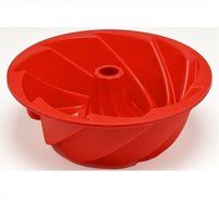 HOSL Red Large Spiral shape Bundt Cake Pan Bread Chocolate Bakeware Silicone Mold N2