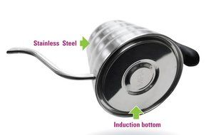 MIRA Pour Over Kettle for Coffee, Tea, Drip Pot Kettle, Goose Neck, Narrow Spout, 24 Oz., Stainless Steel, Works... N6