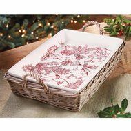 Mud Pie Holly Collection Toile Baker in Willow Basket N2