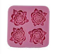 Autek Rose Peony 4 Flower Silicone Cake Fondant Soap Sugar Craft Decorating Mold #3DMold-108 N2