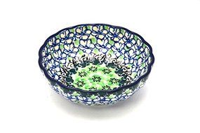 Polish Pottery Bowl - Shallow Scalloped - Small - Kiwi