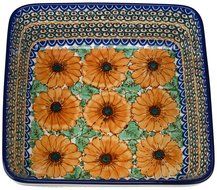 Ceramika Artystyczna Polish Hand Painted Baking Dish 10.5" x 10.5" x 3" N3