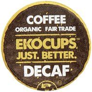 EKOCUPS Organic Artisan Coffee, Decaf , Light roast for Keurig K-cup single serve Brewers, 13g, 10 count