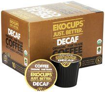 EKOCUPS Organic Artisan Coffee, Decaf , Light roast for Keurig K-cup single serve Brewers, 13g, 10 count N2