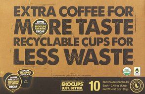 EKOCUPS Organic Artisan Coffee, Decaf , Light roast for Keurig K-cup single serve Brewers, 13g, 10 count N4