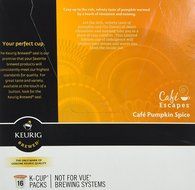 Cafe Escapes Cafe Pumpkin Spice Keurig K-Cups Coffee, 16 Count N5