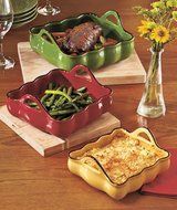 Bakeware set of 3 Handled Bakers Stoneware Oven Cookware Casseroles Multi-Color