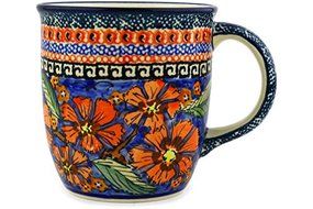 Polmedia Polish Pottery Mug 12 oz #GU1105-150ART Unikat Zaklady Ceramiczne H1912D N3