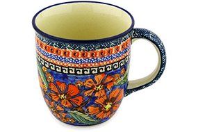 Polmedia Polish Pottery Mug 12 oz #GU1105-150ART Unikat Zaklady Ceramiczne H1912D N4