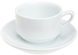Kitchen Supply 8115 White Porcelain Cafe Au Lait Cup and Saucer, 9-ounce