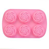 SUIE 6-Cavity DIY Silicone Snowflake /Rose Muffin Cupcake Brownie Cornbread Cheesecake Pudding Jello Shot and...
