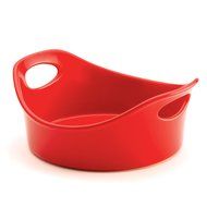 Rachael Ray Stoneware 2-Quart Round Bubble and Brown Baker, Orange N2