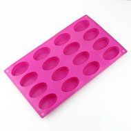 Wholeport 16-Cavities Oval Cake Shape Cake Mold Silicone Mold Flexible Mold (KB-149)