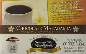 Chocolate Macadamia Flavor, 10% Kona Coffee Blend (10 Single Serve Cups) N2