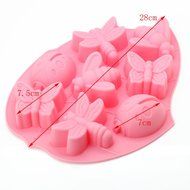 DUFUSTORE Chocolate Cake Candy Baking Silicone Bakeware Mould 8pcs Insects mode Random Color N3