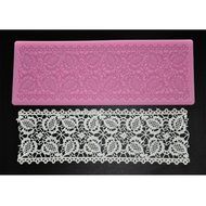 FOUR-C Baking Tools Embossing Lace Mat Silicone Cake Mold for Decoration Color Pink