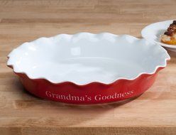 Personalized Red Ceramic Pie Dish