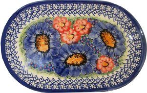 Boleslawiec Stoneware - Polish Pottery 9 1/4" Oval Serving Platter - Eva's Collection "Isabelle" N2