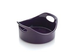 Rachael Ray Stoneware 2-Quart Round Bubble and Brown Baker, Orange N3