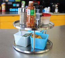Lazy Susan Turntable Kitchen Organizer Spices Tableware Food Service - 10.5" Stainless Steel N2