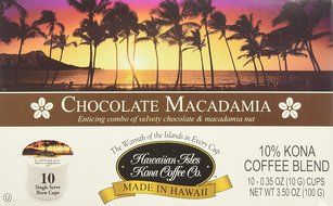 Chocolate Macadamia Flavor, 10% Kona Coffee Blend (10 Single Serve Cups) N5