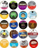 20 Cup LIGHT &amp; MEDIUM Roast ONLY Coffee Sampler -20 different Light and Medium Roast NON-flavored Coffees. Wolfgang...