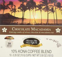 Chocolate Macadamia Flavor, 10% Kona Coffee Blend (10 Single Serve Cups) N6
