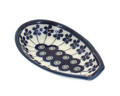 Polish Pottery Flowering Peacock Small Spoon Rest
