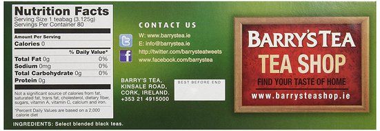 Barry's Irish Breakfast Tea, 80 Count Tea Bag N3