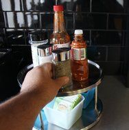 Lazy Susan Turntable Kitchen Organizer Spices Tableware Food Service - 10.5" Stainless Steel N7