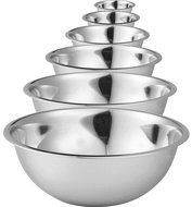Stainless Steel Mixing Bowls by Finedine (Set of 6) Polished Mirror Finish Nesting Bowls &frac34;, 1.5,3,4,5 and 8 Quart...