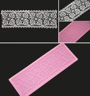 FOUR-C Baking Tools Embossing Lace Mat Silicone Cake Mold for Decoration Color Pink N2