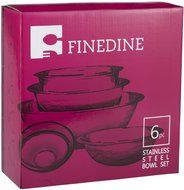 Stainless Steel Mixing Bowls by Finedine (Set of 6) Polished Mirror Finish Nesting Bowls &frac34;, 1.5,3,4,5 and 8 Quart... N2