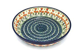 Polish Pottery Baker - Pie Dish - Peach Spring Daisy