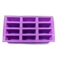 New 12 Cell Pink Purple Green Silicone Mould Sponge Finger Cake Bar Bakeware Mold Baking Tray N4