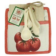 Red and Tomatoes - Measuring Spoons, Potholder and Cutting Board Gift Set