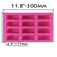 New 12 Cell Pink Purple Green Silicone Mould Sponge Finger Cake Bar Bakeware Mold Baking Tray N6