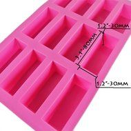 New 12 Cell Pink Purple Green Silicone Mould Sponge Finger Cake Bar Bakeware Mold Baking Tray N7