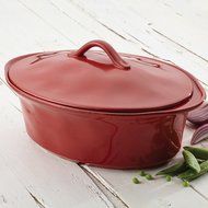 Rachael Ray Cucina Stoneware 3-1/2-Quart Oval Casserole, Agave Blue