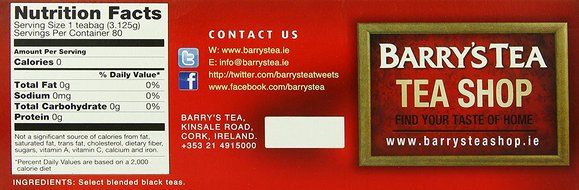 Barry's Irish Breakfast Tea, 80 Count Tea Bag N26