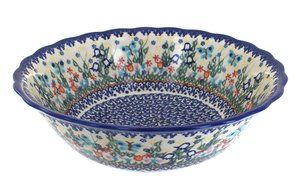 Polish Pottery Garden of Eden Large Scallop Bowl