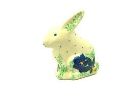 Polish Pottery Rabbit Figurine - Blue Pansy