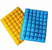 Autek Silicone Alphabet 48 Letters Cake Chocolate Cookie Bake Mold Soap Ice Cube Tray(3DMold-78)